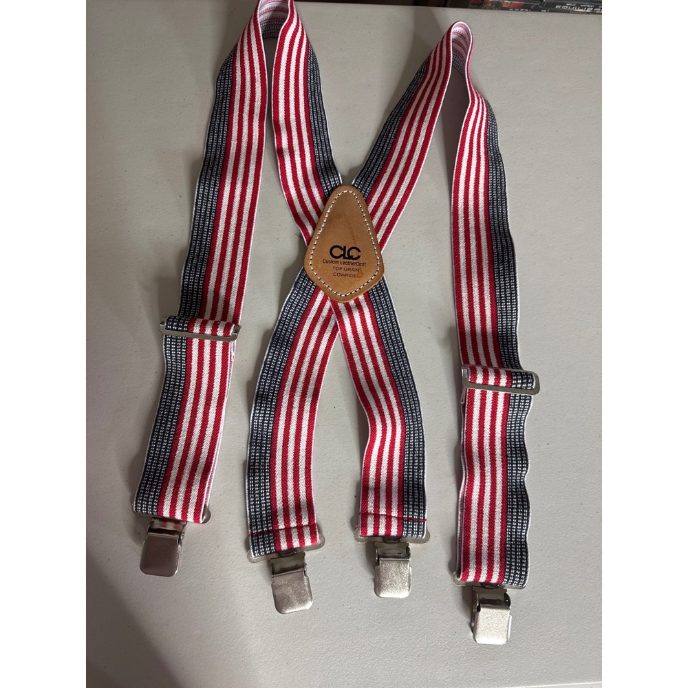 CLC Custom LeatherCraft American Flag Work Suspenders Leather Red White Blue